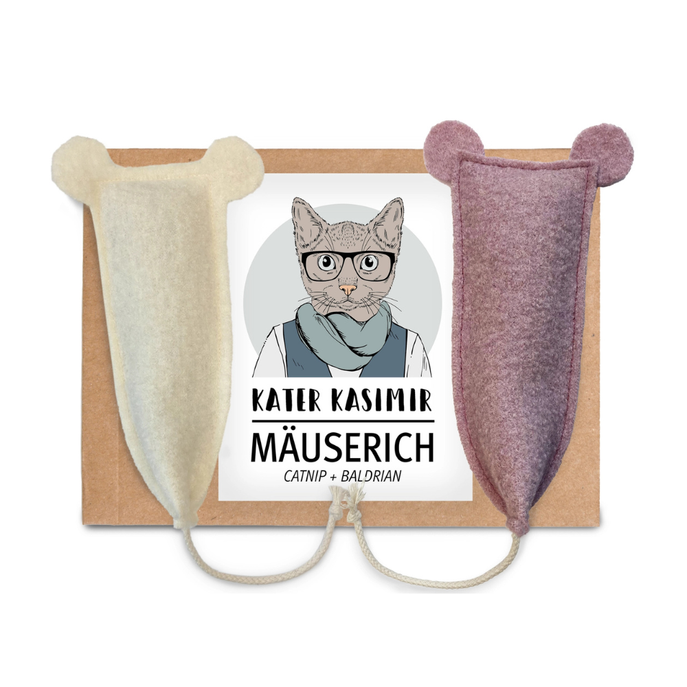 2-er Set Spielmaus Mäuserich mit katzenminze & Baldrian - Kater Kasimir