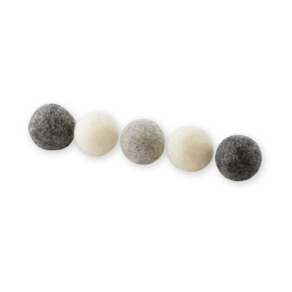 5er Set Katzenspielzeug WOLLKNÄUEL Grau - Pawsome Pet Toys