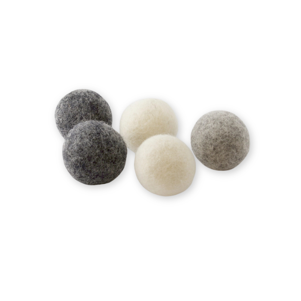 5er Set Katzenspielzeug WOLLKNÄUEL Grau 2 - Pawsome Pet Toys