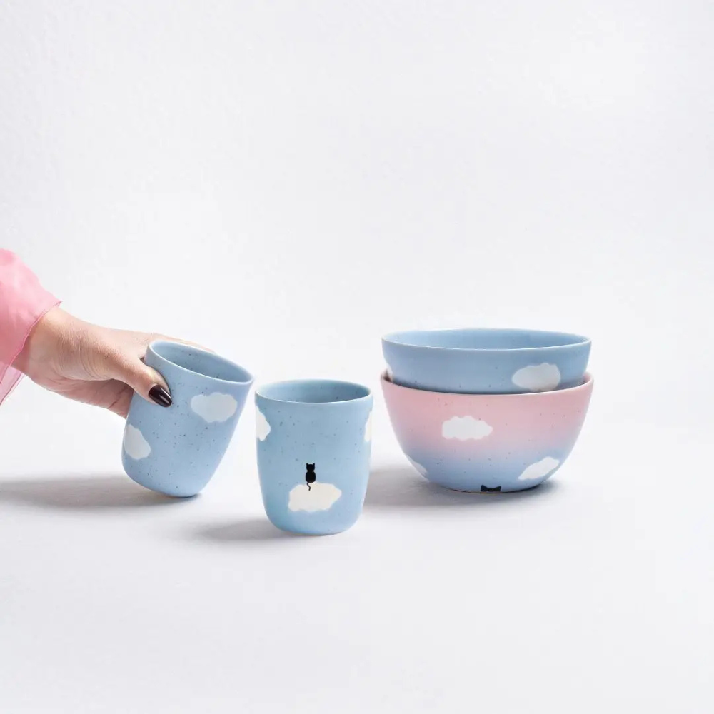Dekobild 2er-Set Tasse & Schale CLOUD MEOW - egg back home