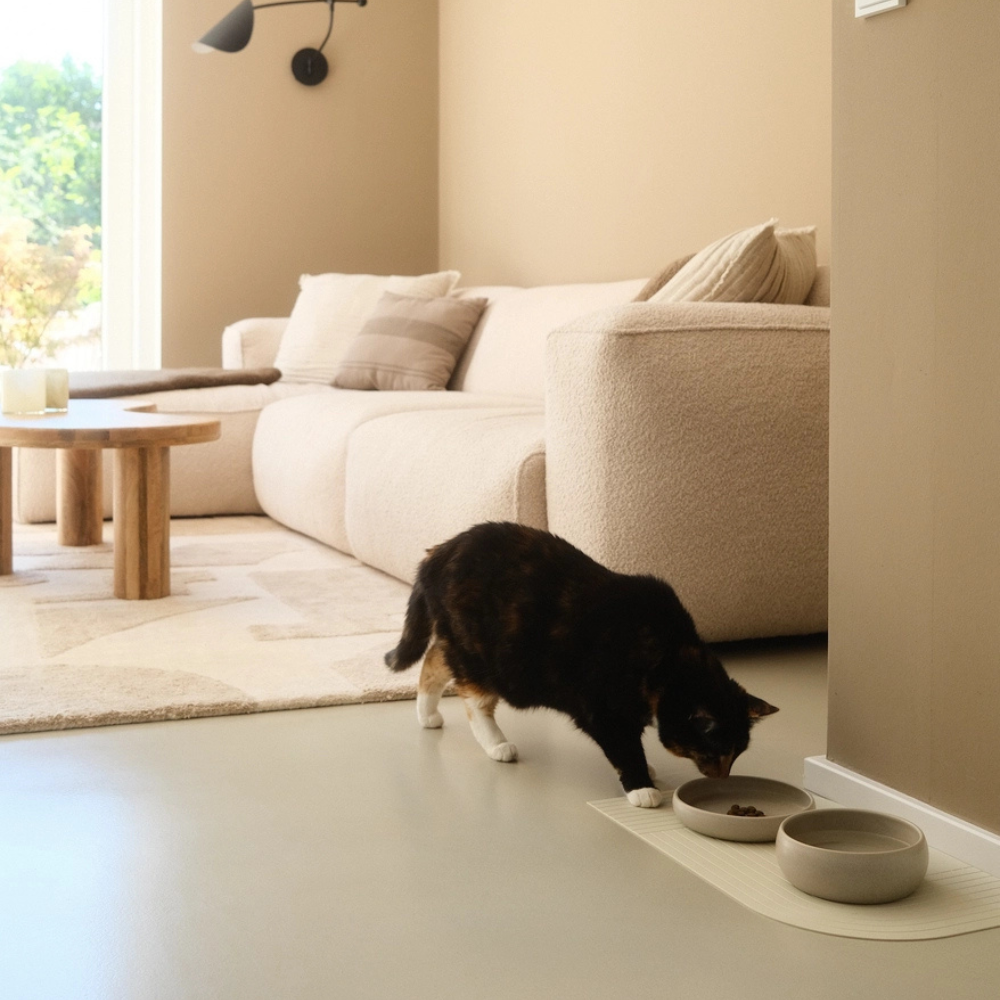 Dekobild mit Katzennäpfen & Napfunterlage GOURMET Creme - The Cataery
