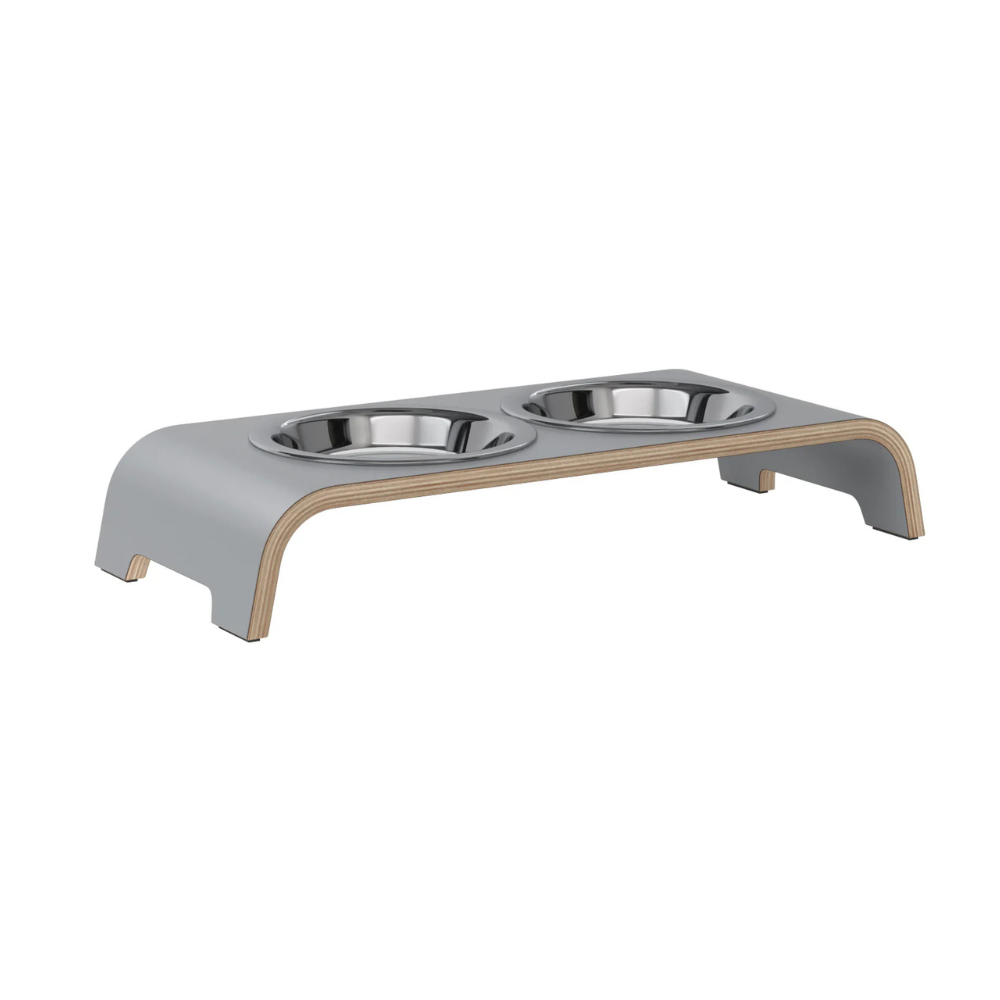 Futterstation Grau mit Edelstahlnäpfen - catBar®
