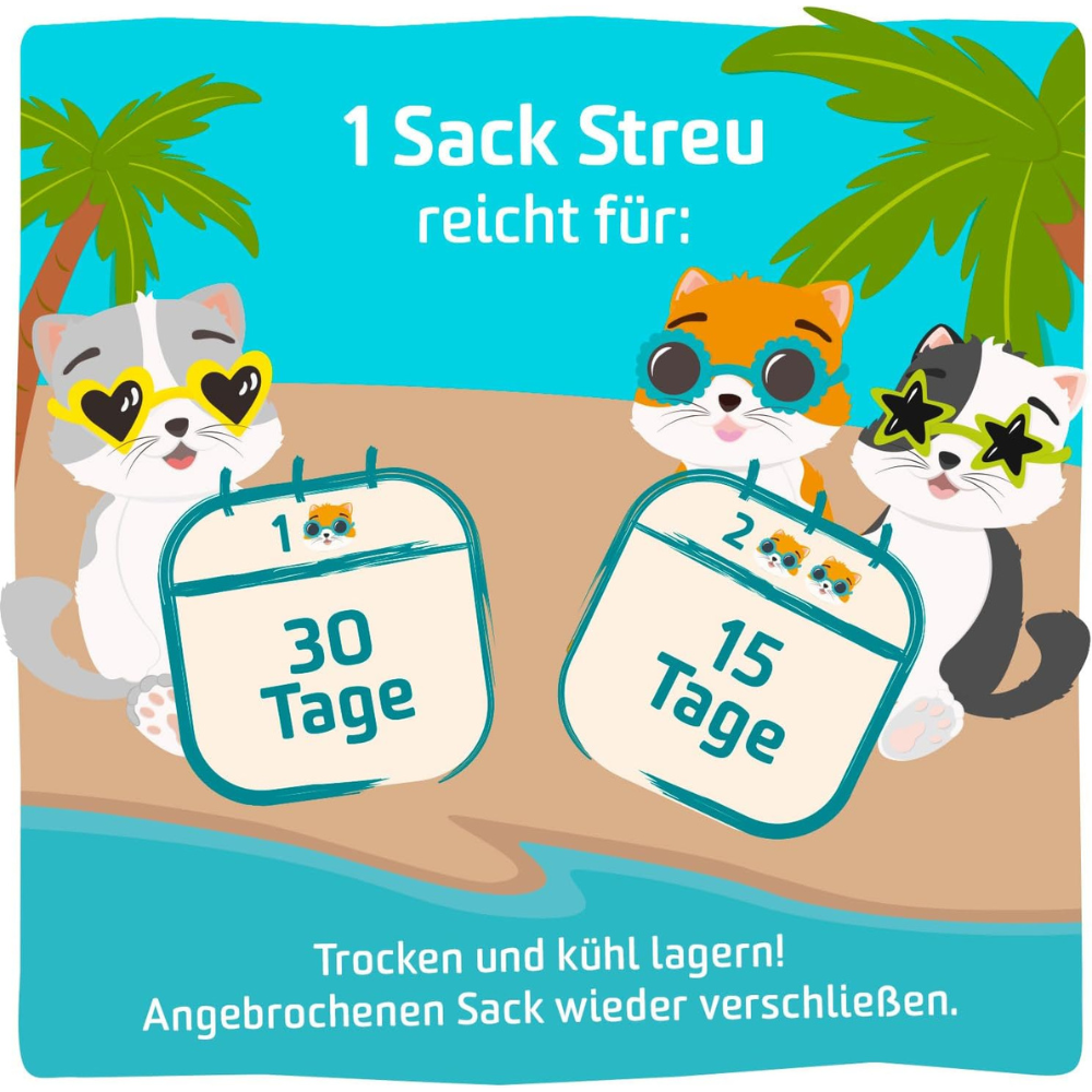 Haltedauer Öko Katzenstreu Meow Tai klumpend & staubfrei - KittyBay