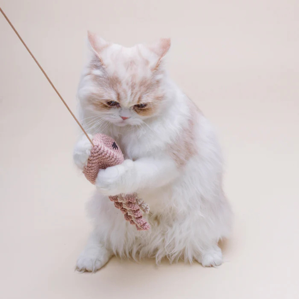 Katze mit Katzenangel JELLYFISH Rosa mit Katzenminze & Glöckchen - Lillabel