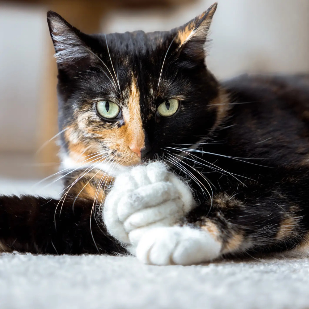 Katze mit Katzen-Spielball LOBBY Sand - The Catery