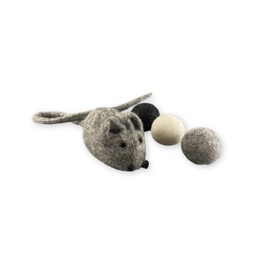Katzenspielzeug Set Maus & Wollkugeln - Pawsome Pet Toys