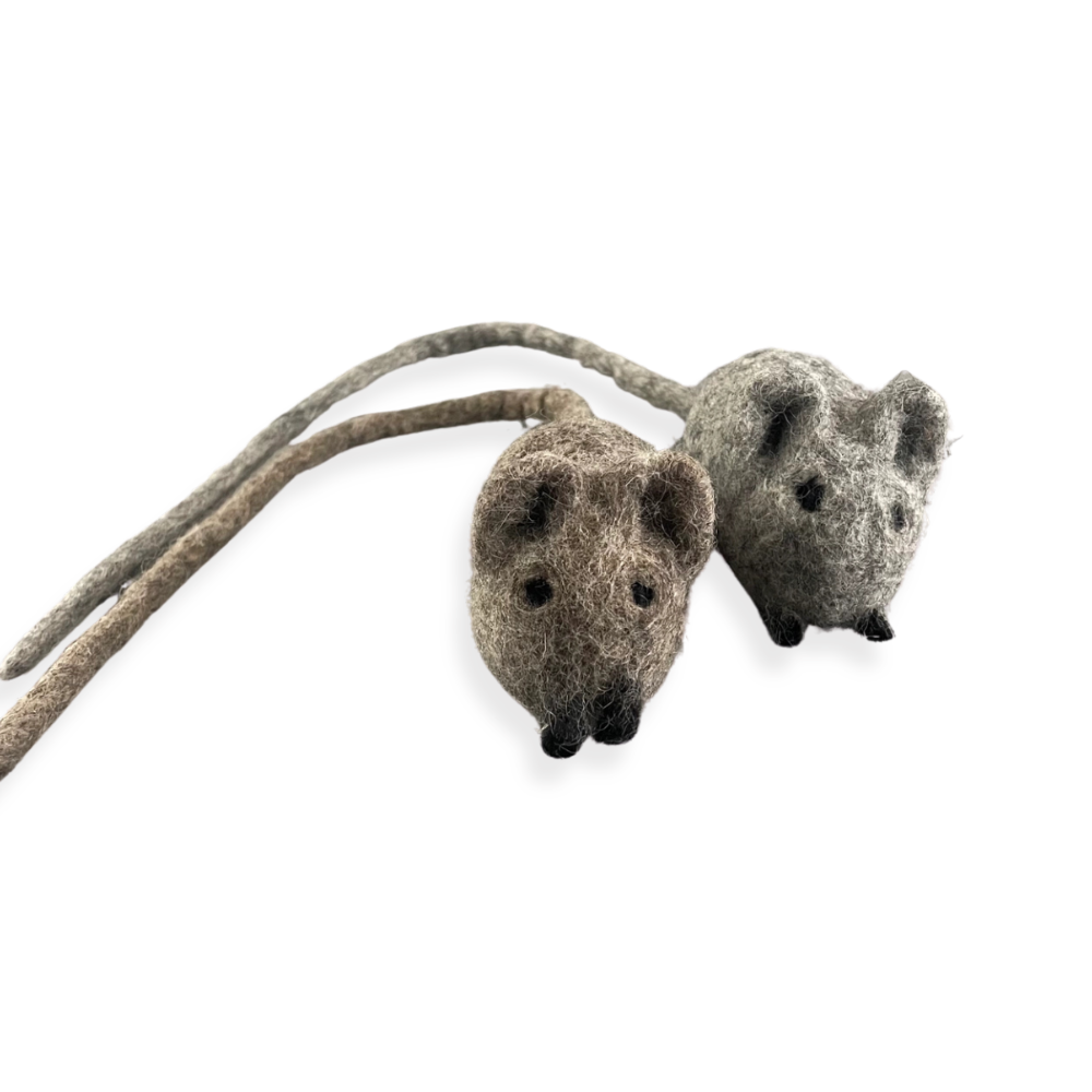 Katzenspielzeug gefilzte Katzenmaus Dunkelbbraun & Hellgrau - Pawsome Pet Toys