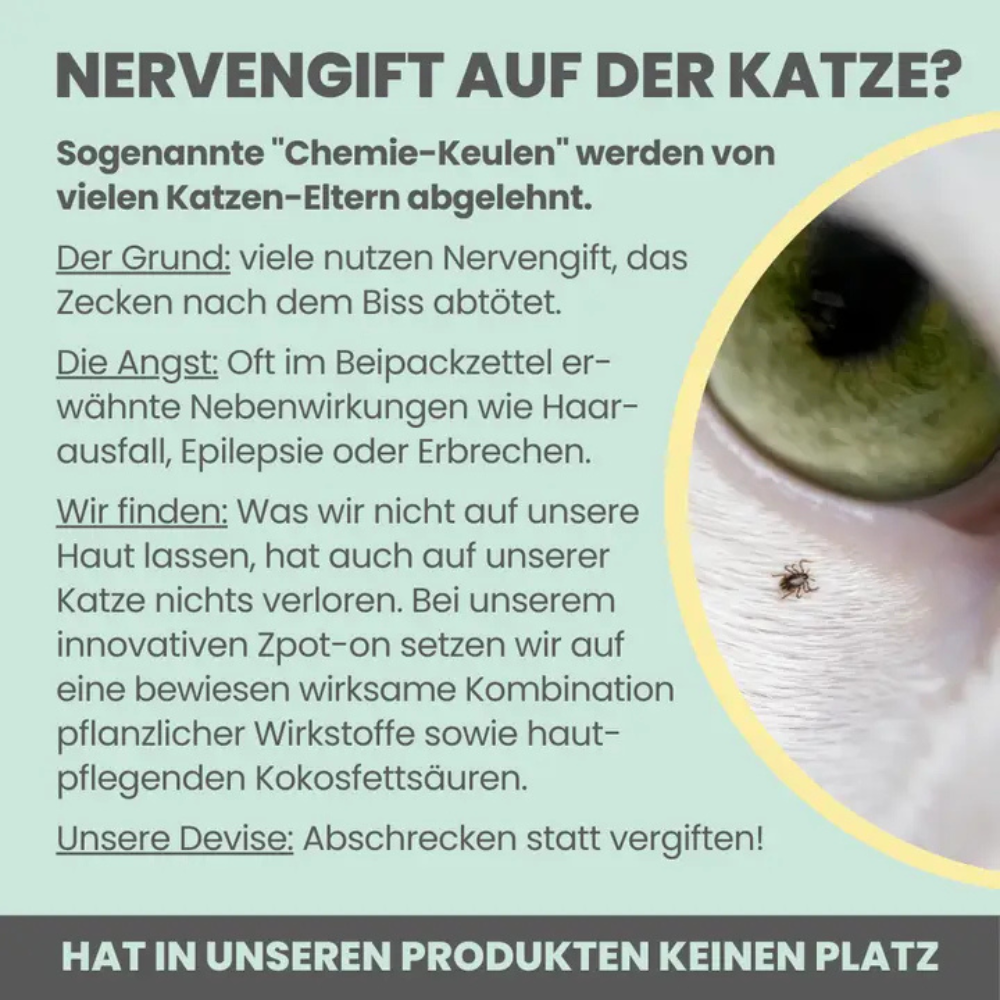 Nervengift Info Zpot-on für Katzen Anti-Zecken-Wirkkomplex - noms+