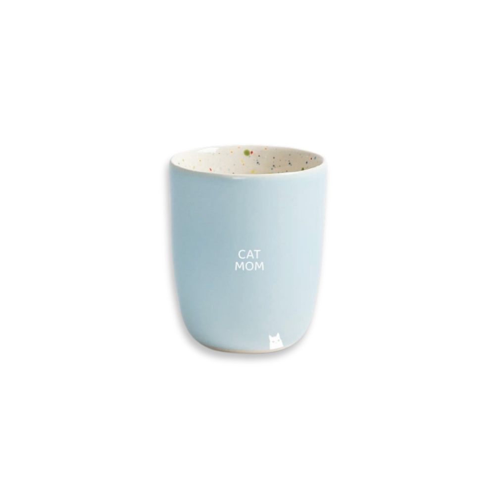 Tasse BREEZE Medium Cup blau 220 ml mit CATMOM weiß - egg back home