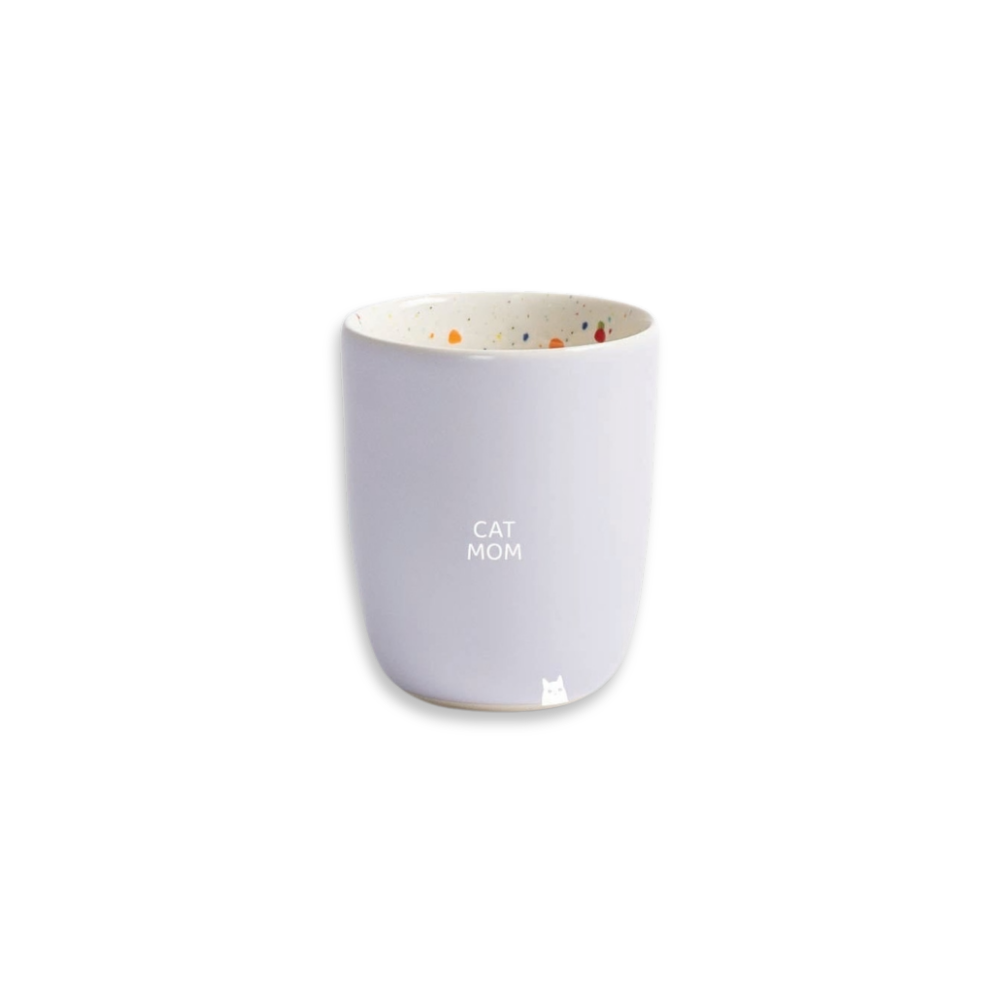 Tasse BREEZE Medium Cup flieder 220 ml mit CATMOM weiß - egg back home