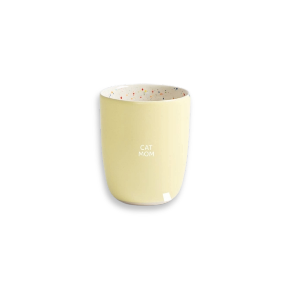 Tasse BREEZE Medium Cup gelb 220 ml mit CATMOM weiß - egg back home
