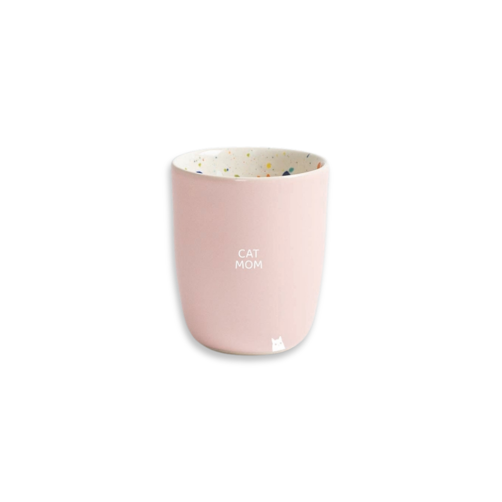 Tasse BREEZE Medium Cup rosa 220 ml mit CATMOM weiß - egg back home