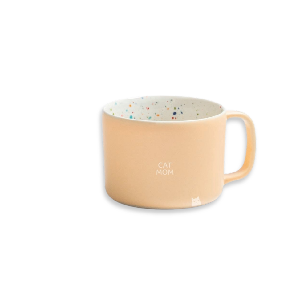 Tasse BREEZE Mug orange 450 ml mit CATMOM weiß - egg back home