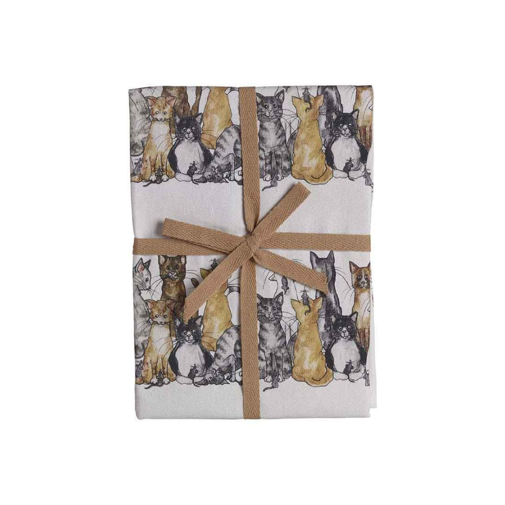 Verpackung Geschirrtuch Katzen, recycelte Baumwolle, 50x70cm - Nääsgränsgarden