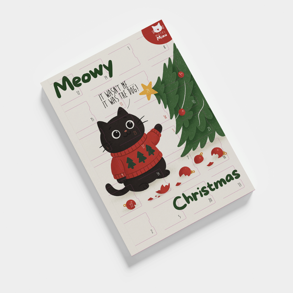 Vorderseite Adventskalender für Katzen Meowy Christmas 2025 - Pets Best
