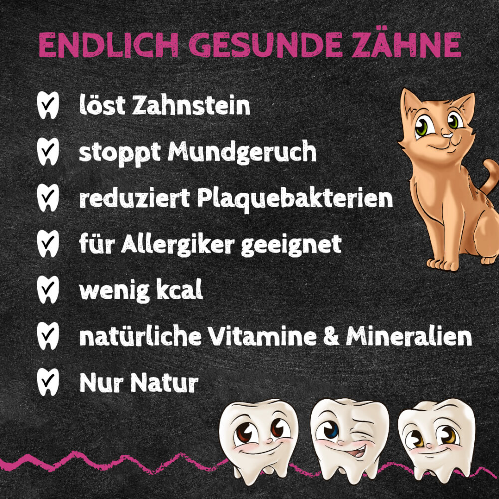 Vorteile Snack Zahnputzkohle für Katzen - QCHEFS