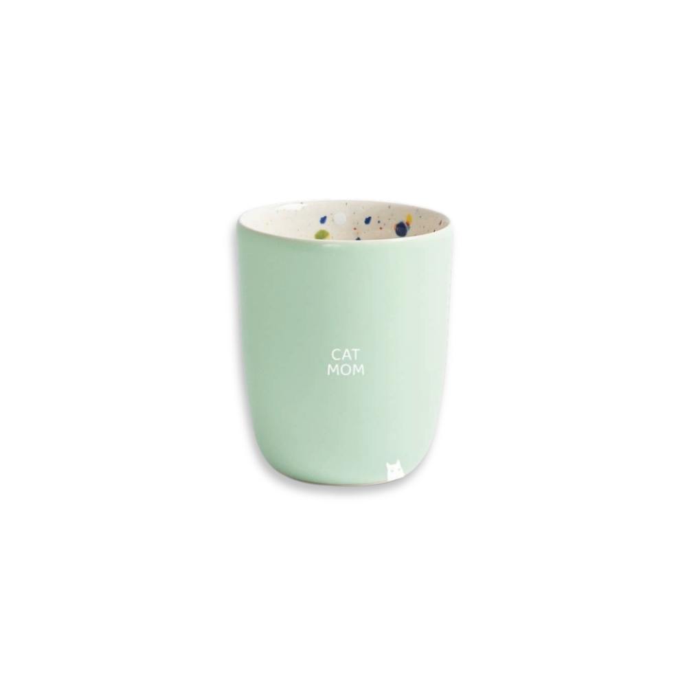 Tasse BREEZE Medium Cup grün 220 ml mit CATMOM weiß - egg back home