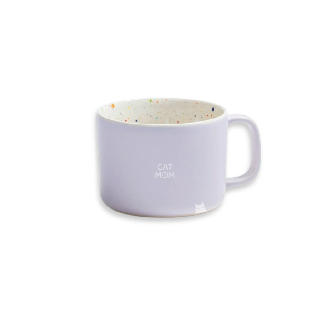 Tasse BREEZE Mug flieder 450 ml mit CATMOM weiß - egg back home